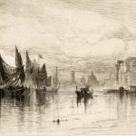 Drawing of boats on the water