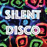 Glowing neon headphones in blue, green, orange, and pink.