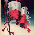 fighting_and_suffering_polish_citizens_during_world_war_ii Illustration of battered Polish flag. Text reads: "Poland First to Fight"