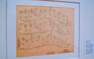 Original drawings on tracing paper showing dancing hula girls