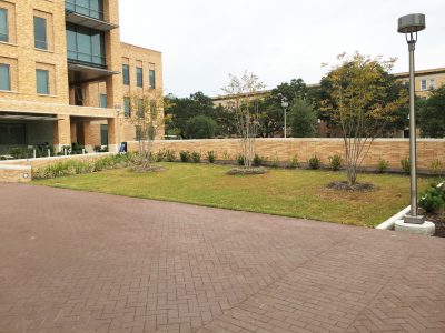Photograph of Reveille running and smiling on Kyle Field. Her handler is running beside her in his Corps uniform. Football players, coaches, referees, and fans can be seen in the background. 