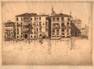 An etching by Cadwallader Washburn of the Grand Canal in Venice.