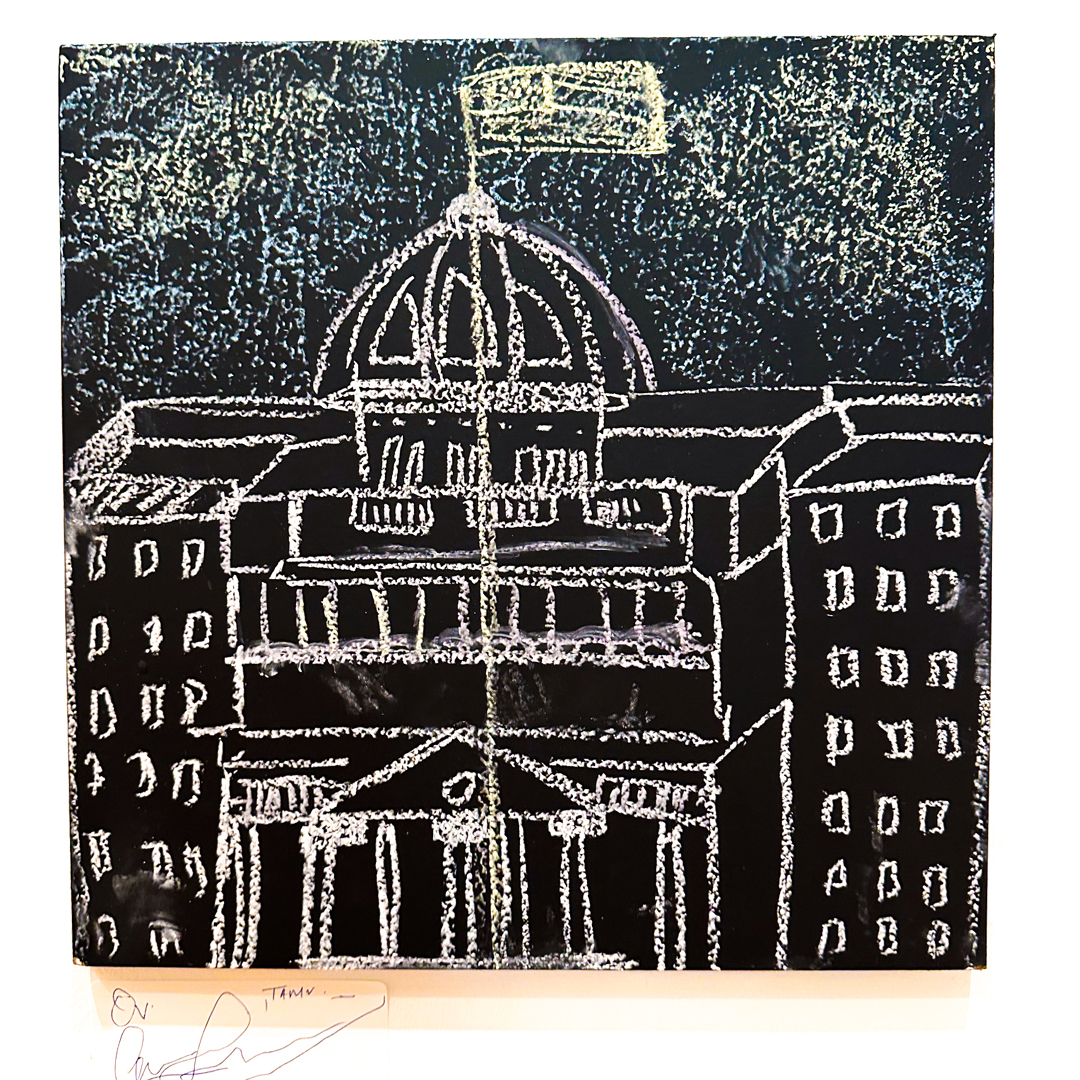 Chalk drawing of the Texas A&M University Academic Building