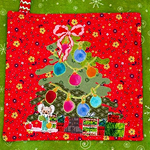 Holiday quilted potholder featuring holiday tree.