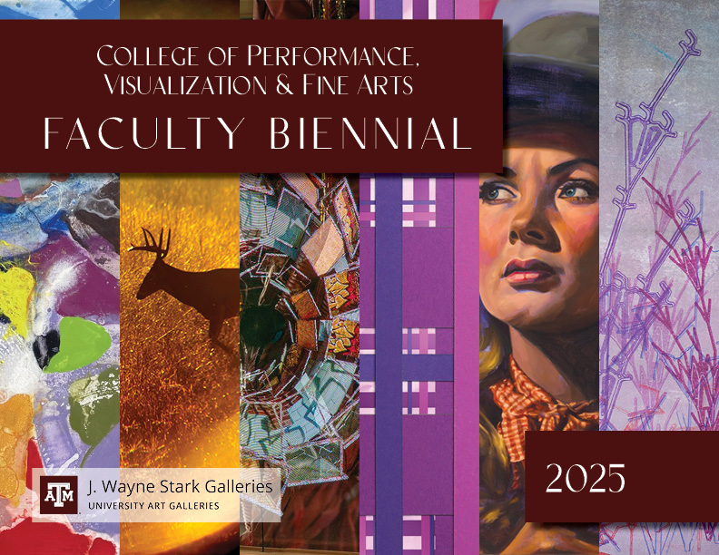 Exhibition catalogue cover features a collage of artist's works. 
