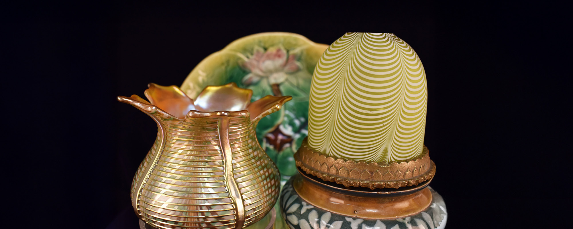 Three donated art glass objects