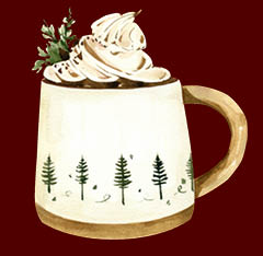 Graphic of a holiday mug with whipped cream on top 